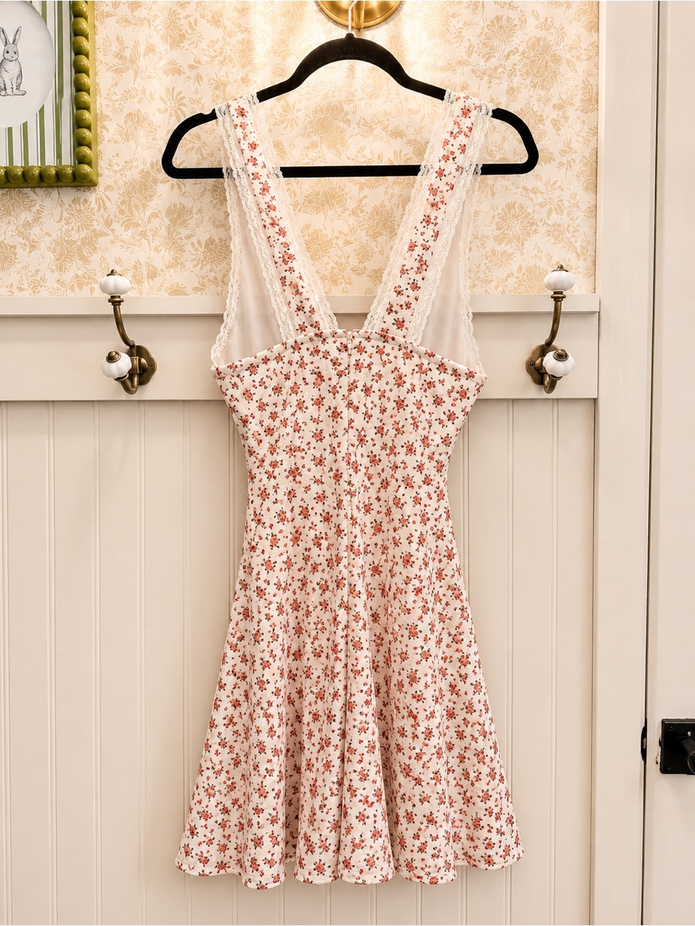 THIRTY THIRTY LA Floral Lace Trim Mini Dress Size Small - Picture 3 of 4